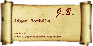 Jáger Borbála névjegykártya